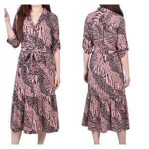 NY Collection Zebra Print Button Front Modi Dress Size XL